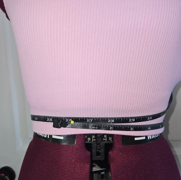 Aerie Small Light Pink Long Line Sports Bralette with Gold Detail - Picture 8 of 11